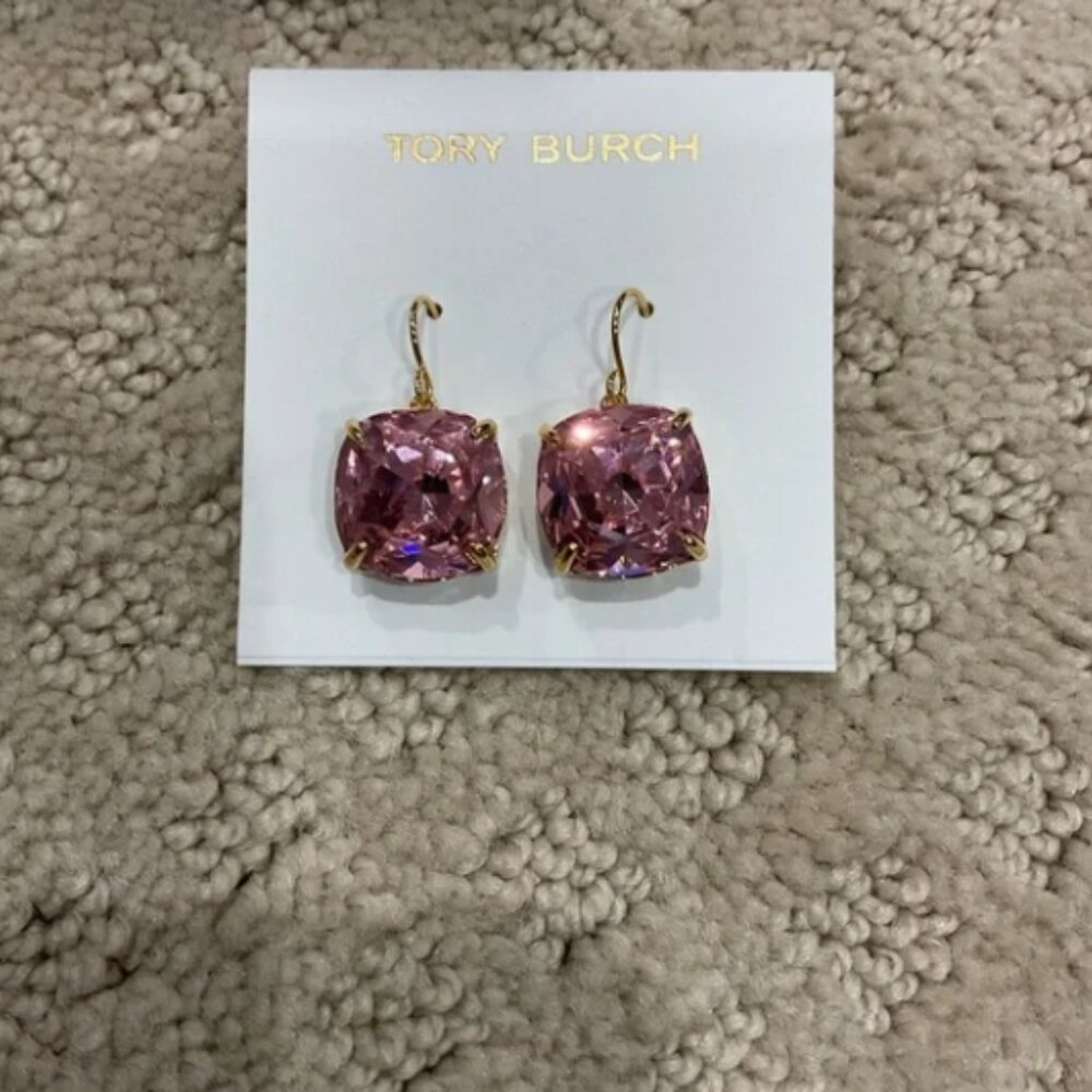 Tory Burch Crystal Drop Earrings- Pink